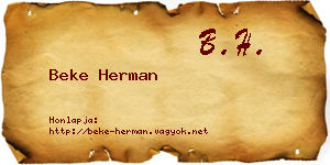 Beke Herman névjegykártya
